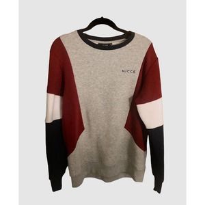 NICCE LONDON Red White Gray Blue‎ Geometric Sweatshirt Jumper Size Men's XL Crew
